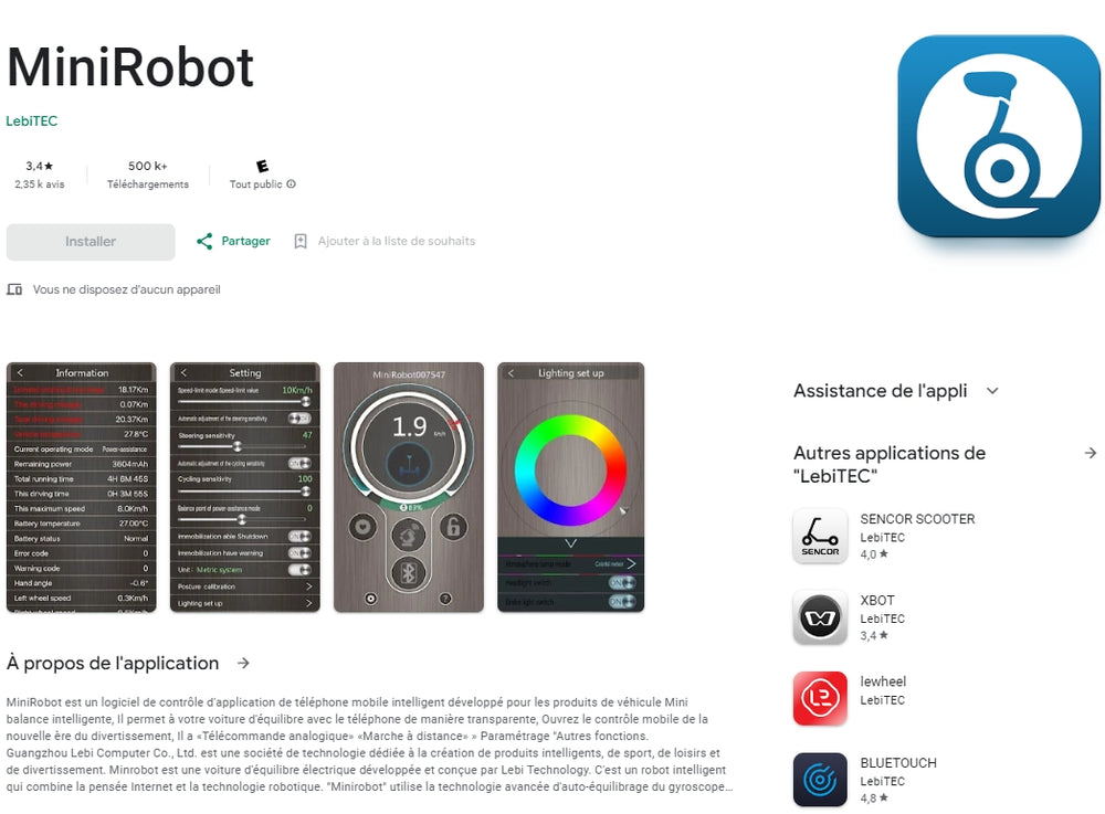iSinwheel E-Scooter MiniRobot-App