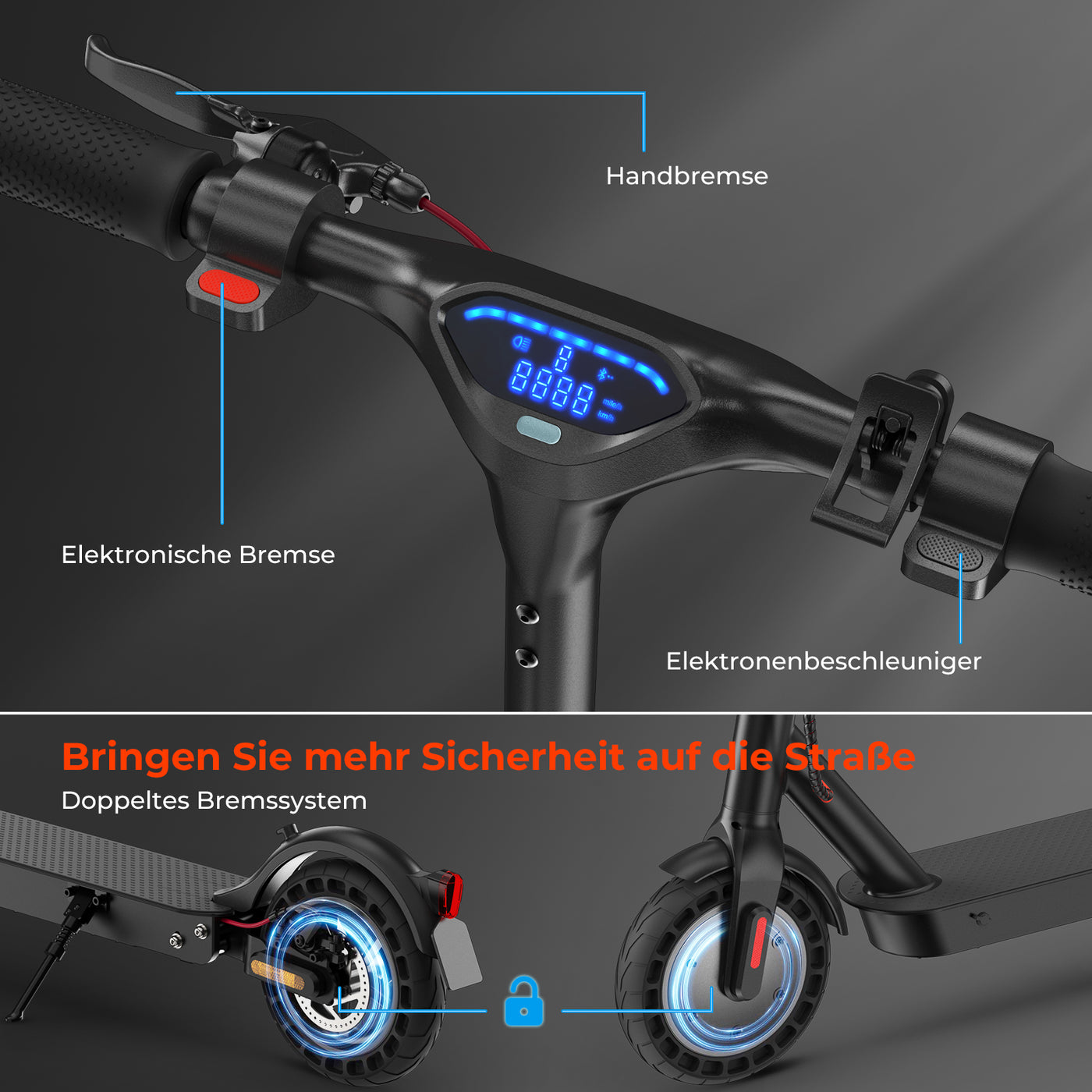 E9TMax E-Scooter Mit Straßenzulassung 500W 24,8Meilen (ABE,eKFV)