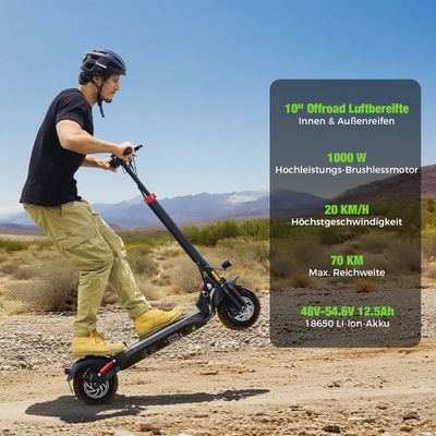 isinwheel T4 Offroad-E-Scooter Mit Straßenzulassung 1000W Motor 70KM Reichweite (ABE,eKFV)