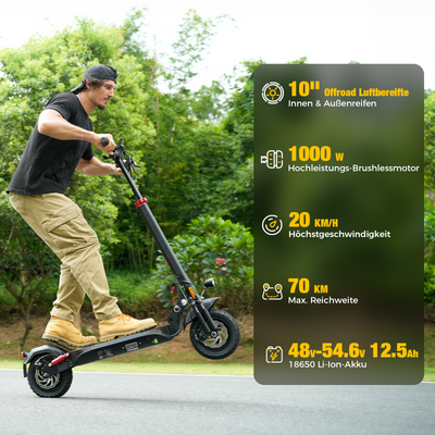 isinwheel T4 Offroad-E-Scooter Mit Straßenzulassung 1000W Motor 70KM Reichweite (ABE,eKFV)
