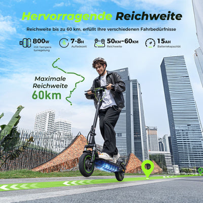 S10Plus E-Scooter Mit Straßenzulassung 800W Motor 60KM Reichweite (ABE,eKFV)