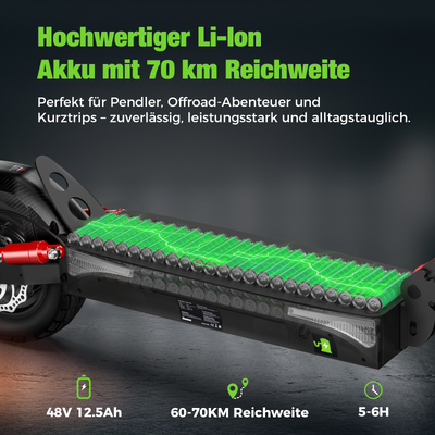 isinwheel T4 Offroad-E-Scooter Mit Straßenzulassung 1000W Motor 70KM Reichweite (ABE,eKFV)