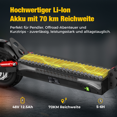 isinwheel T4 Offroad-E-Scooter Mit Straßenzulassung 1000W Motor 70KM Reichweite (ABE,eKFV)