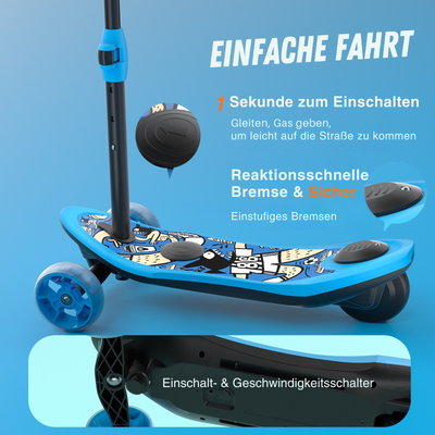 isinwheel Mini-Elektroroller mit 3 Rädern für Jungen im Alter von 3–12 Jahren