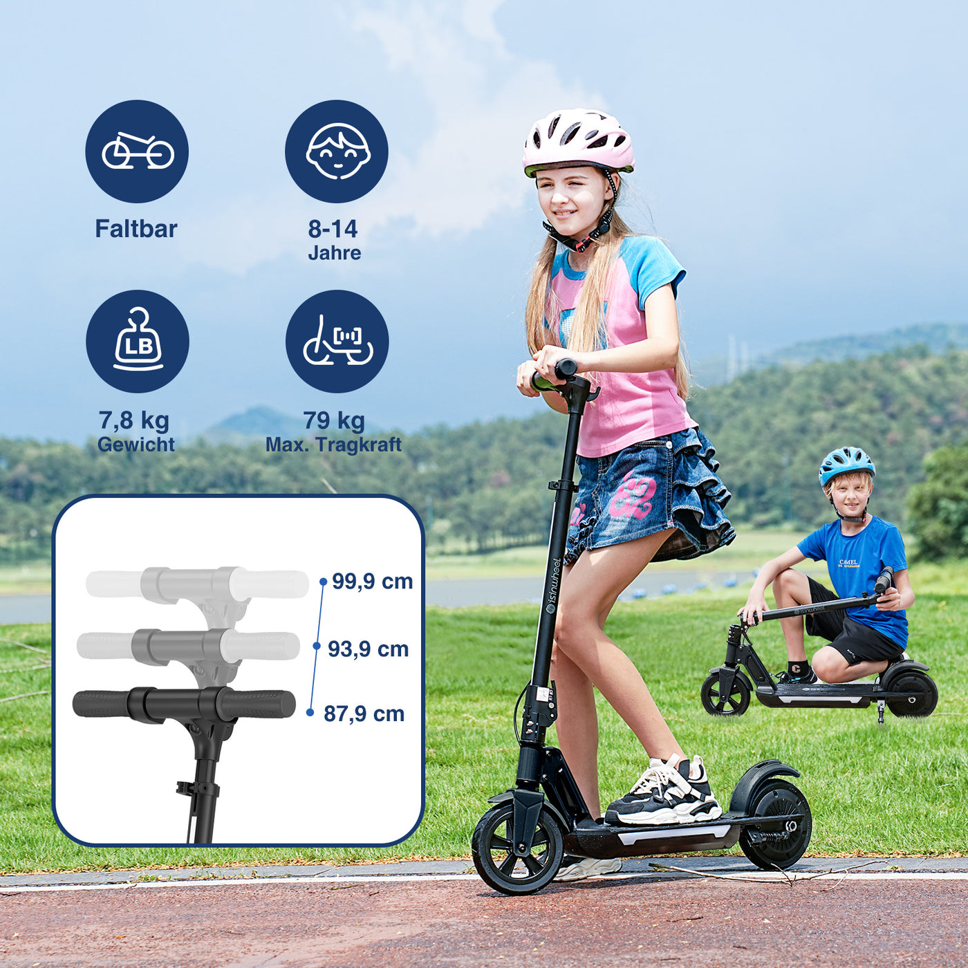 isinwheel S7/MiniSpider Elektroroller für Kinder und Jugendliche (Höhenverstellbar)
