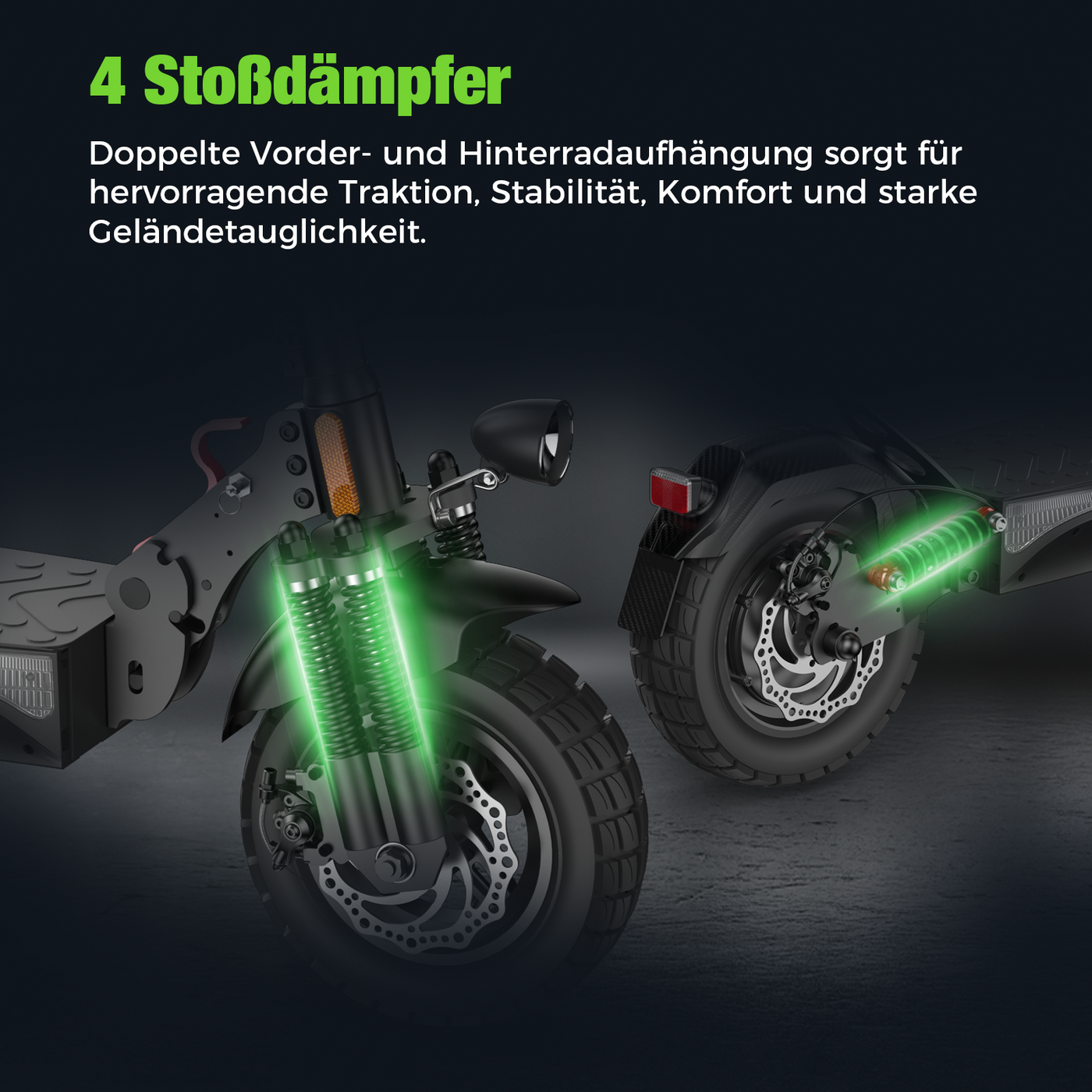 isinwheel T4 Offroad-E-Scooter Mit Straßenzulassung 1000W Motor 70KM Reichweite (ABE,eKFV)