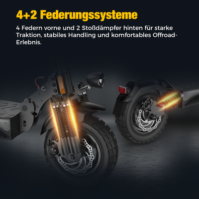 isinwheel T4 Offroad-E-Scooter Mit Straßenzulassung 1000W Motor 70KM Reichweite (ABE,eKFV)