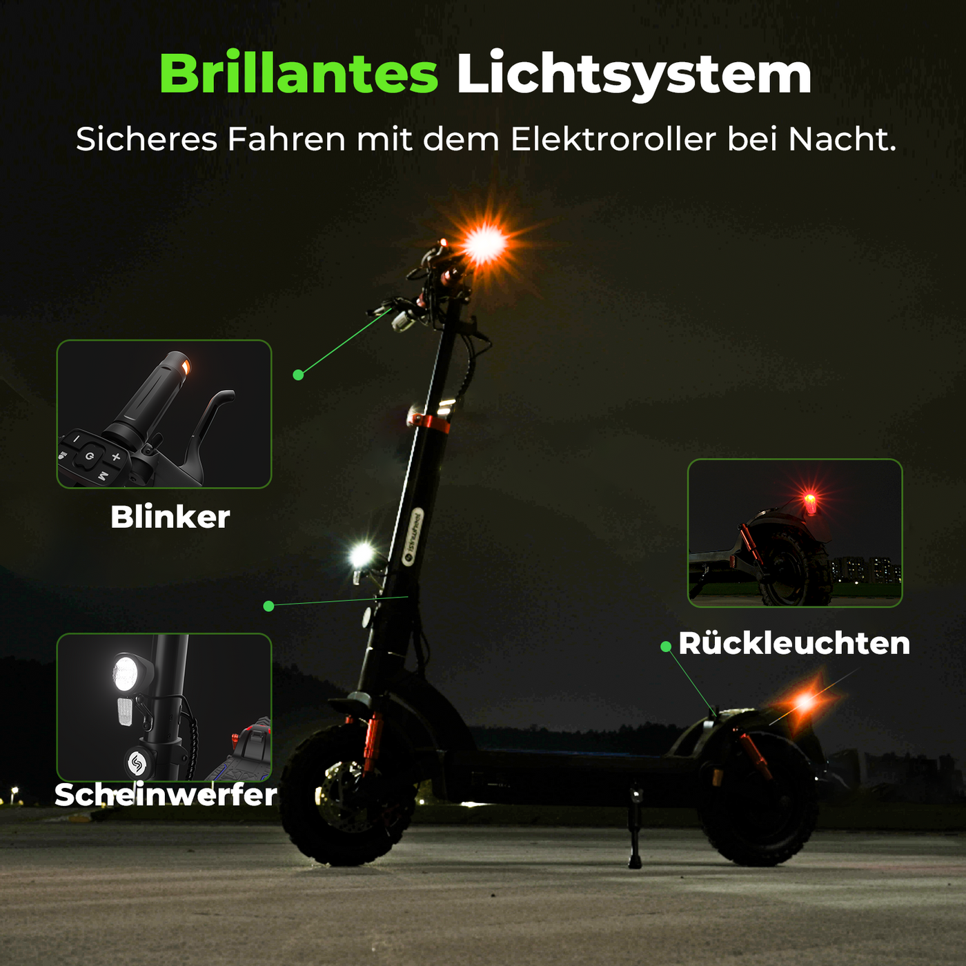isinwheel GT2 1200W Offroad E-Scooter mit 11-Zoll Geländereifen