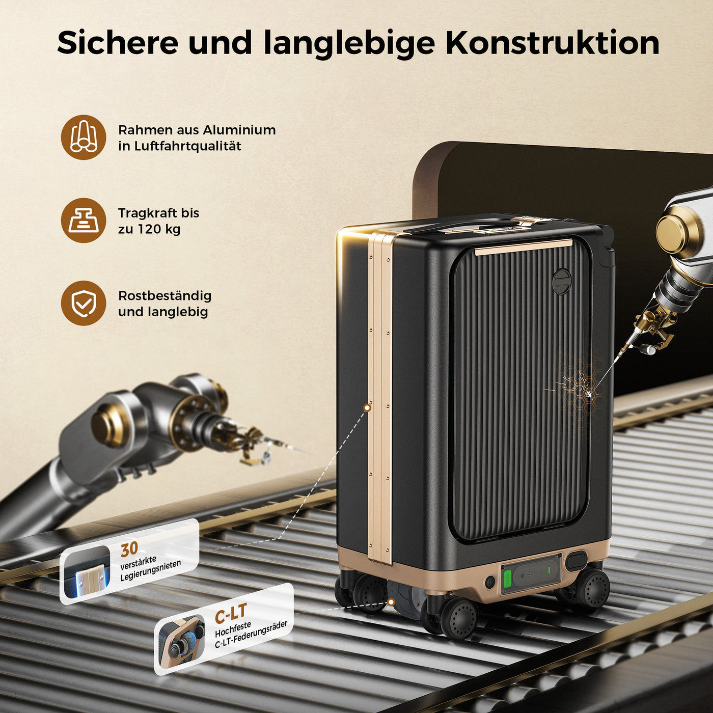 isinwheel 20-Zoll Elektro-Trolley, flugzeugtauglich für die Kabine