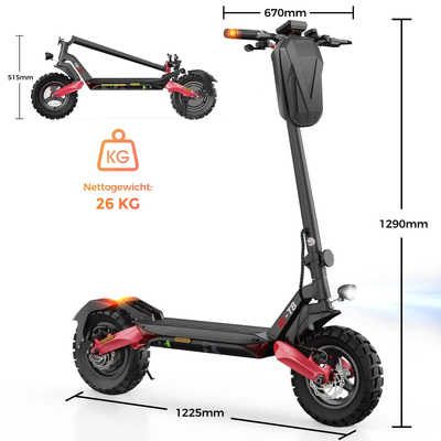 isinwheel T8 Offroad-E-Scooter Mit Straßenzulassung 1200W Motor 100KM Reichweite (ABE,eKFV)