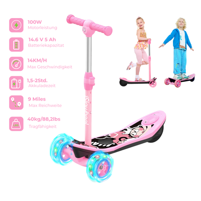 MiniSpider 2-in-1 Elektrischer Dreirad-Kinderscooter und Skateboard für Kinder ab 3 Jahre (Höhenverstellbare)