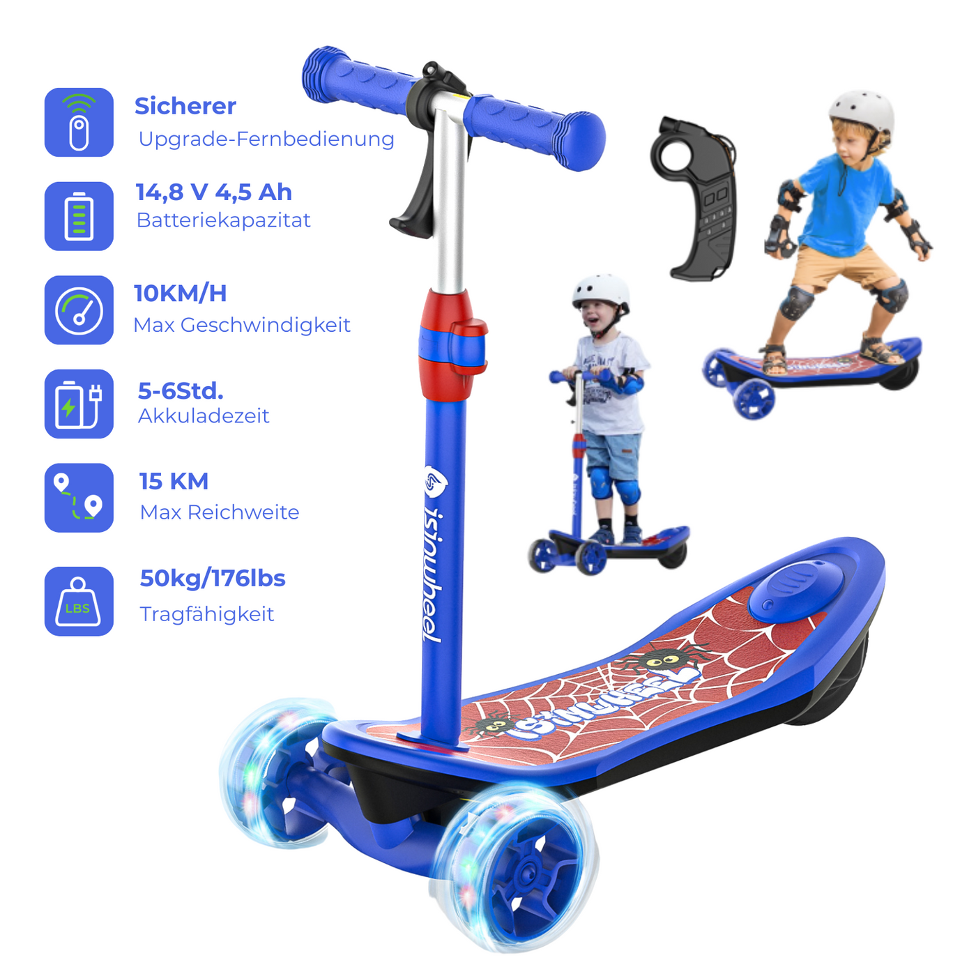 isinwheel S7/MiniSpider Elektroroller für Kinder und Jugendliche (Höhenverstellbar)