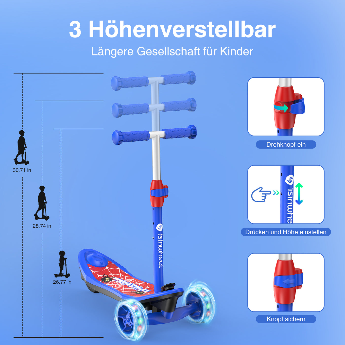 isinwheel MiniSpider 2-in-1 Elektroroller für 3+ Jahre Kinder