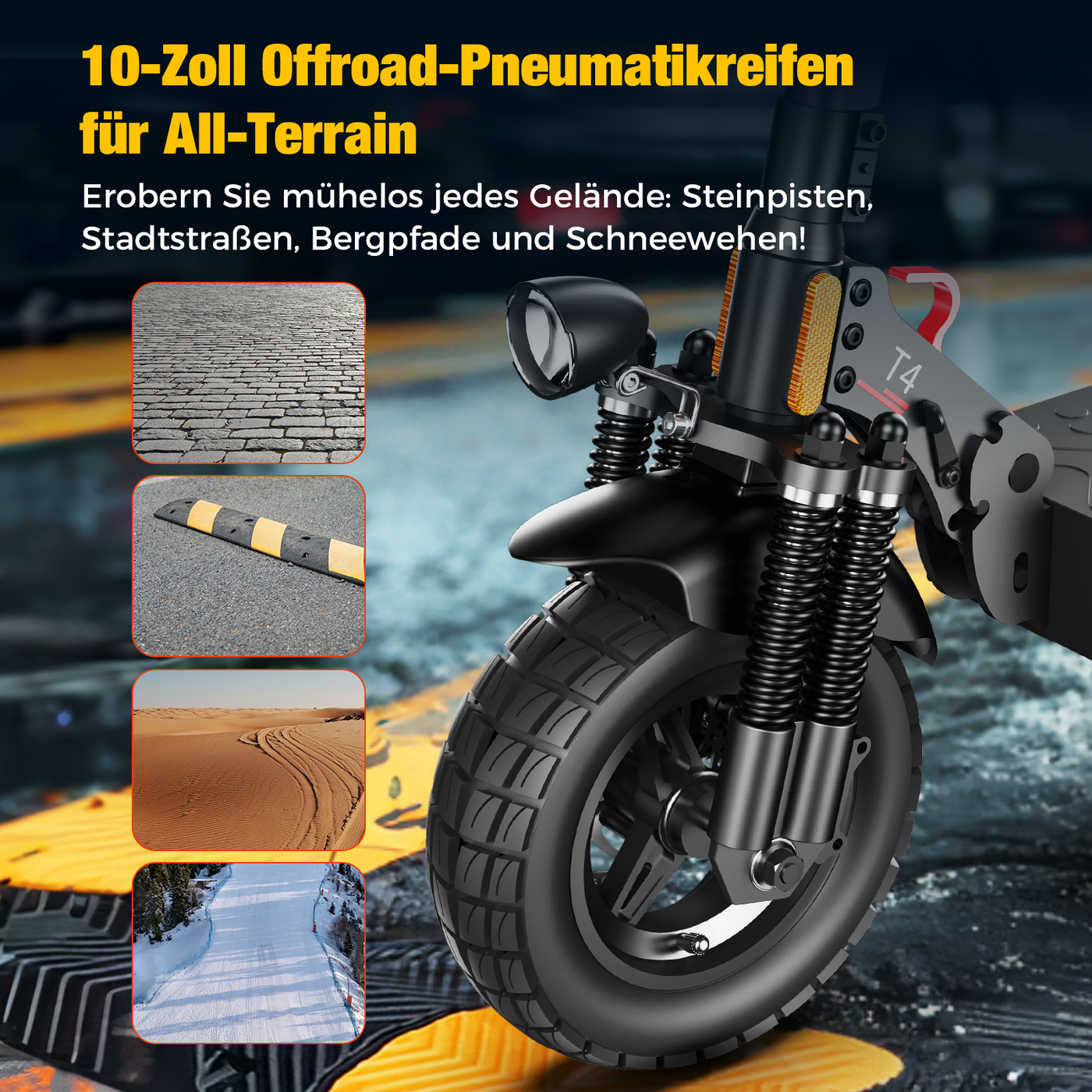 isinwheel T4 Offroad-E-Scooter Mit Straßenzulassung 1000W Motor 70KM Reichweite (ABE,eKFV)