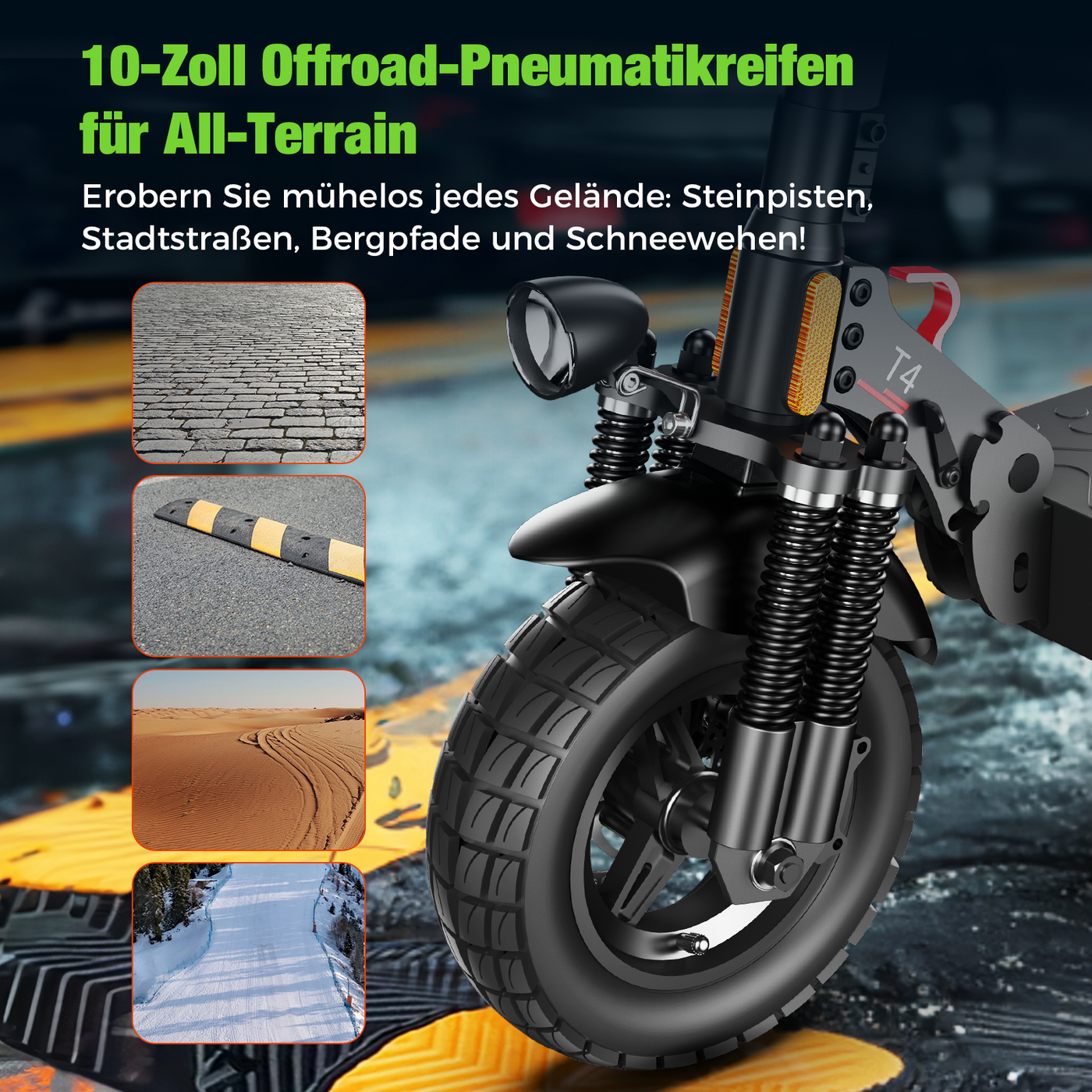 isinwheel T4 Offroad-E-Scooter Mit Straßenzulassung 1000W Motor 70KM Reichweite (ABE,eKFV)
