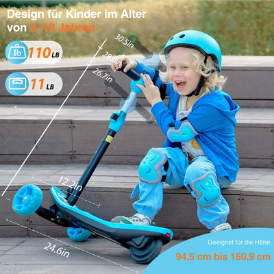 isinwheel Mini-Elektroroller mit 3 Rädern für Jungen im Alter von 3–12 Jahren