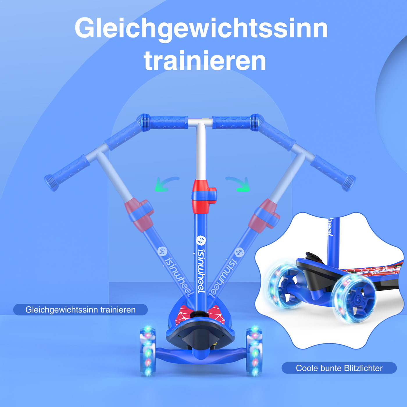 isinwheel MiniSpider 2-in-1 Elektroroller für 3+ Jahre Kinder