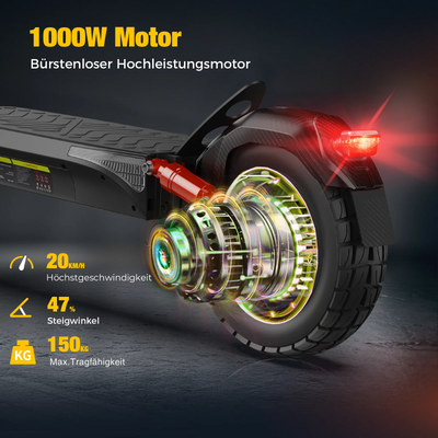 isinwheel T4 Offroad-E-Scooter Mit Straßenzulassung 1000W Motor 70KM Reichweite (ABE,eKFV)