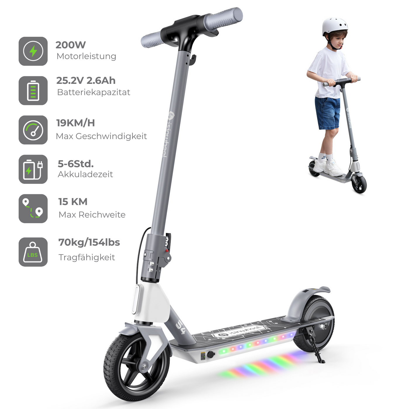 isinwheel MiniSpider 2-in-1 Elektro-Scooter und Skateboard für Kinder
