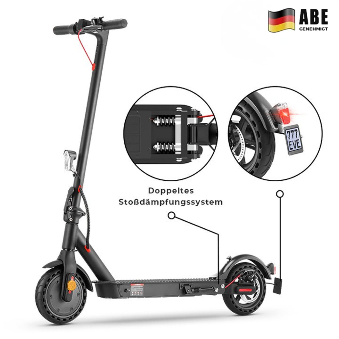 isinwheel E9 E-Scooter Mit Straßenzulassung Doppelfederung (ABE,eKFV)