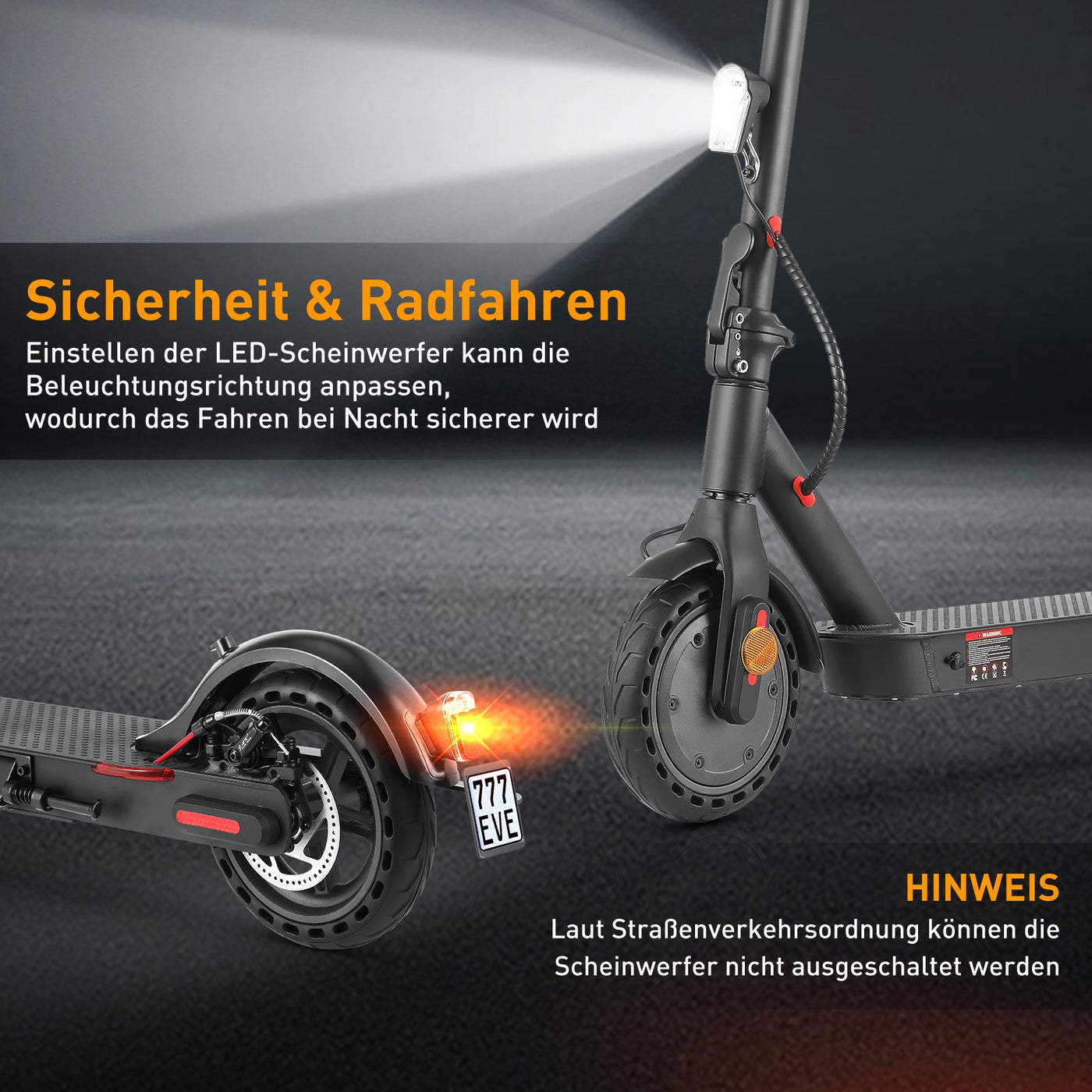 e9pro E Scooter mit Rücklicht